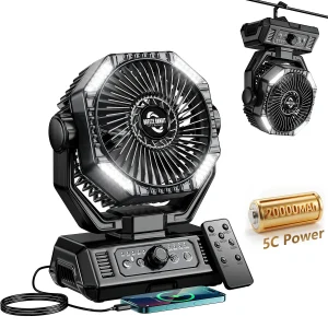 coldSky 20000mAh Battery Camping Fan with LED Lantern